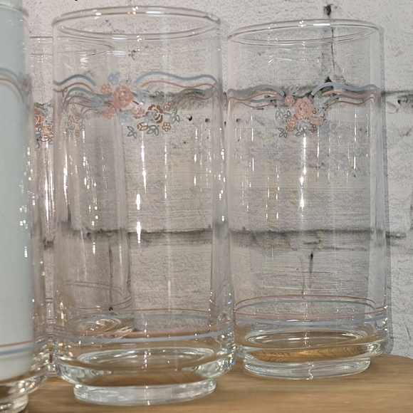 CORELLE ENGLISH BREAKFAST SET OF 6 DRINKING GLASSES VINTAGE EUC - Picture 5 of 6